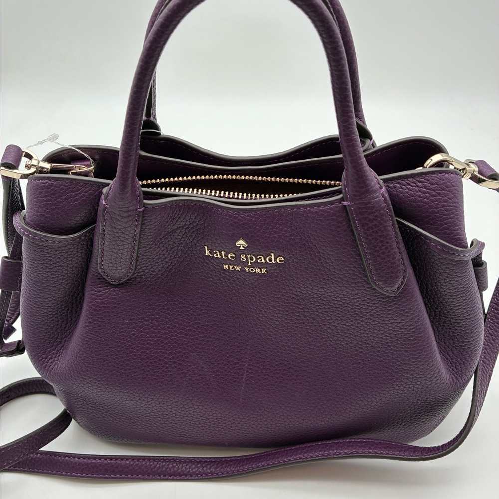 Kate Spade Plum Pebbled Leather Satchel with Gold Hardware
